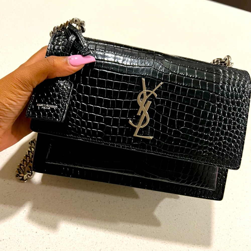 YSL SUNSET CROCODILE BLACK